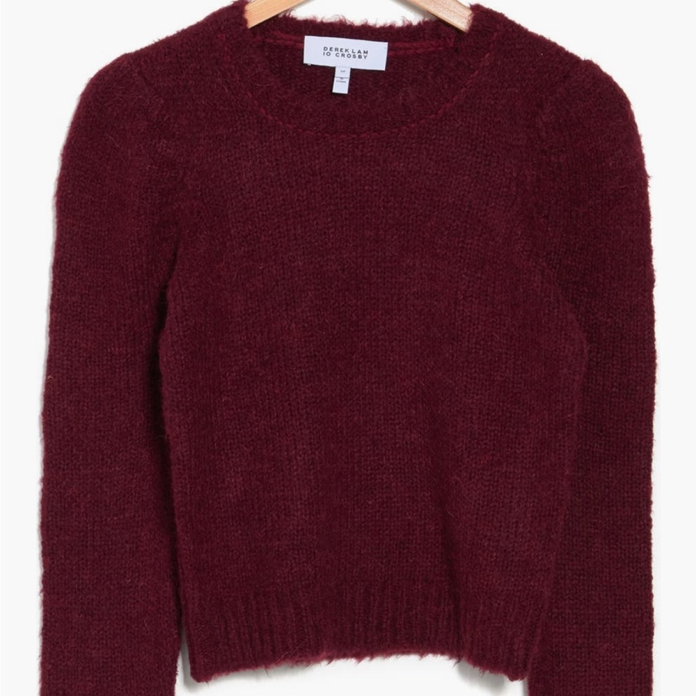 10 Crosby Derek Lam Women's Burgundy Puff Sleeve Sweater